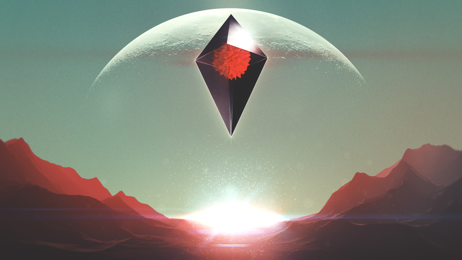 A red Atlas interface floating above an alien planetary landscape
